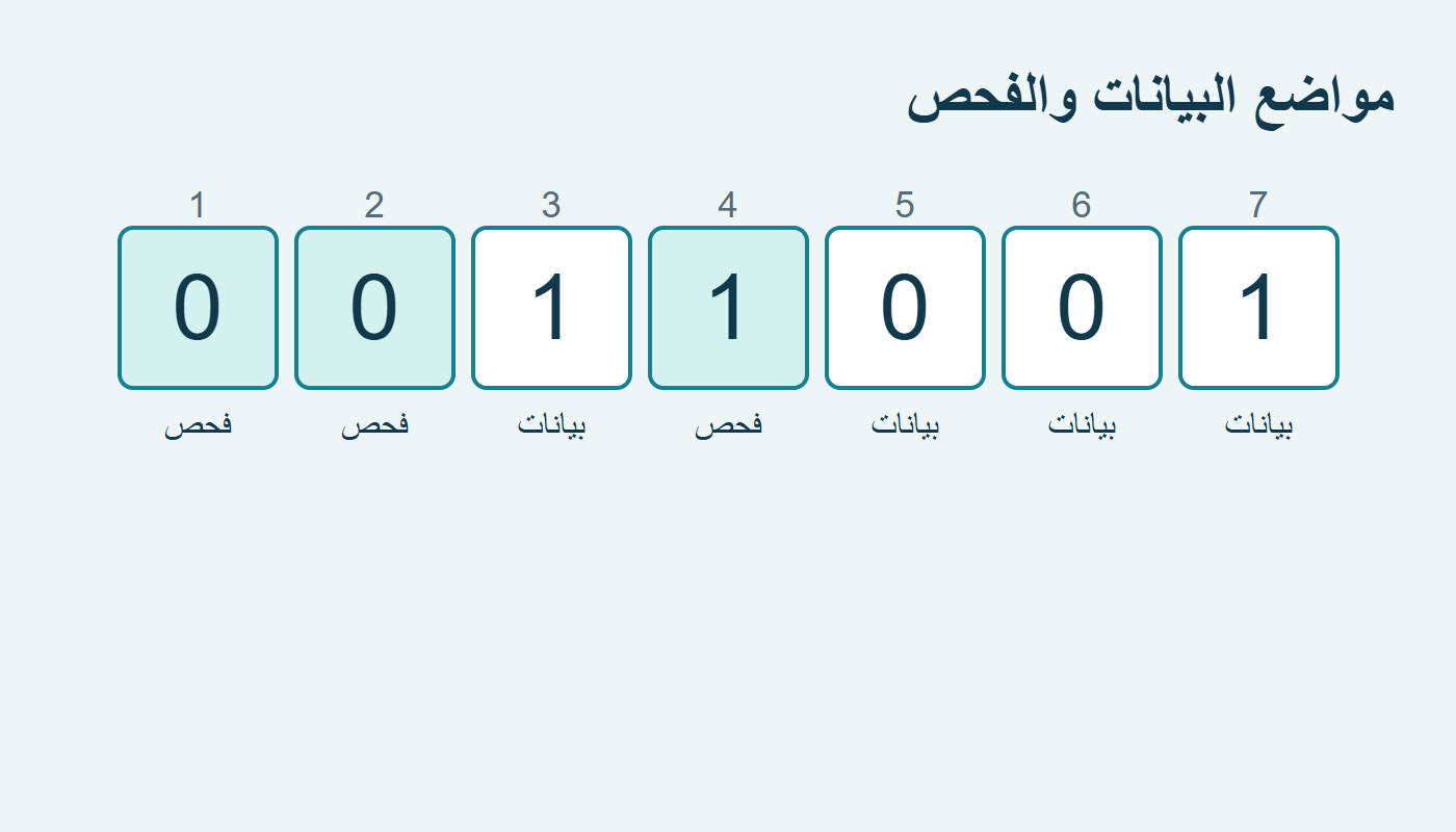 مواضع البيانات والفحص في كلمة هامينغ