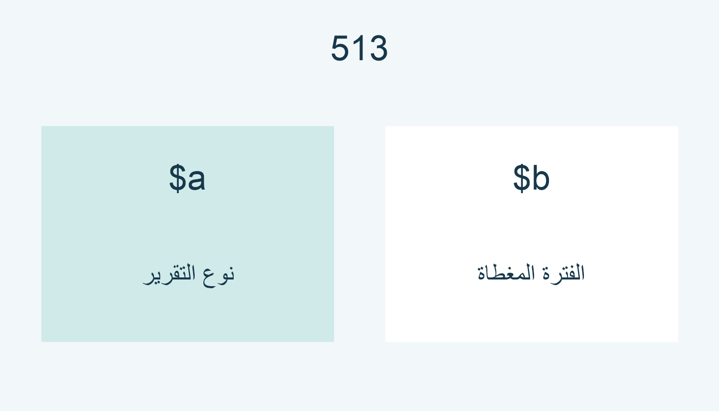في 513: a لنوع التقرير وb للفترة المغطاة.