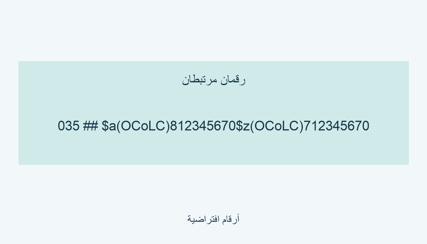 حقل 035 يجمع الرقم الصالح والملغى المرتبط به.