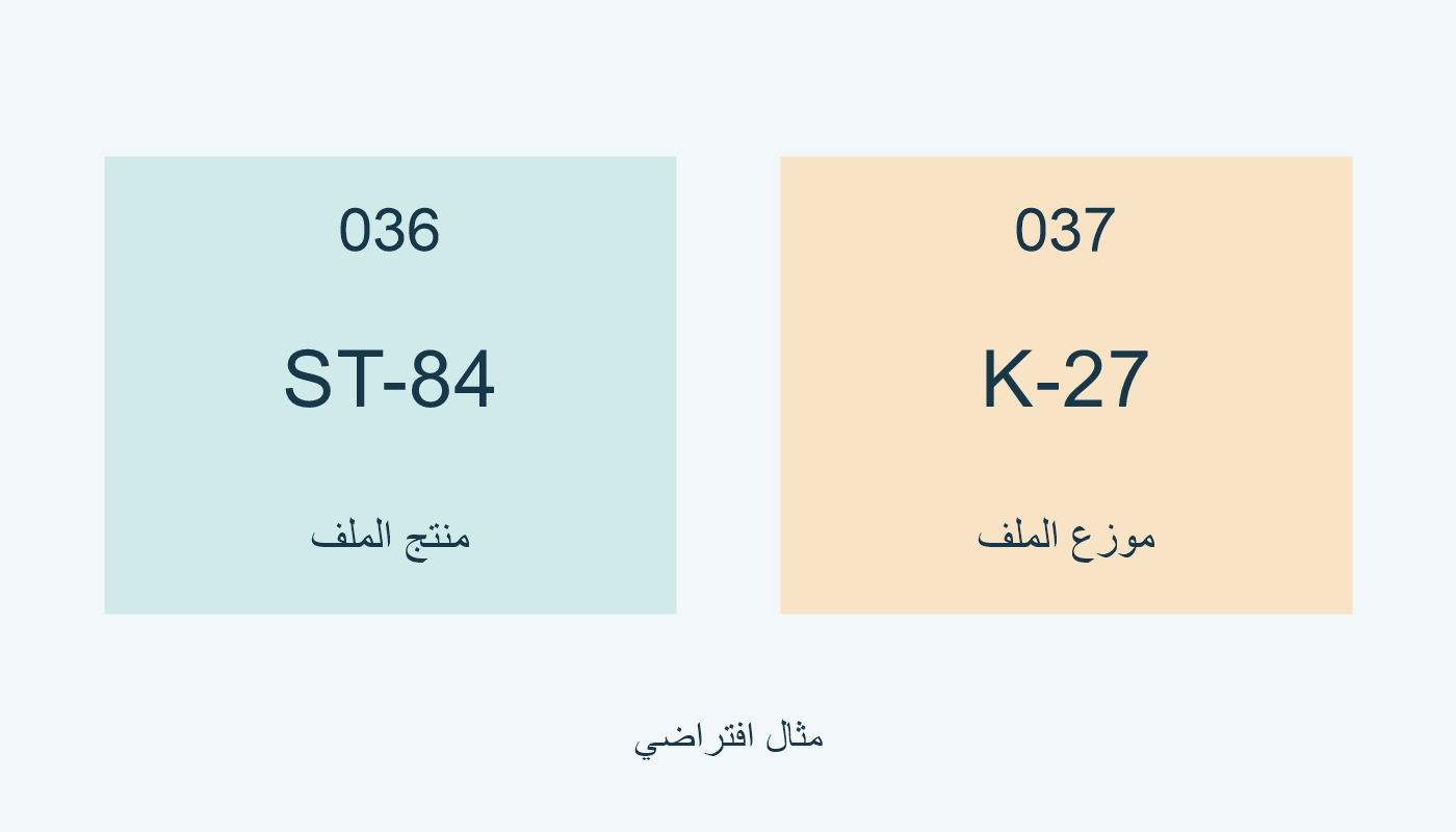 036 لرقم المنتج، و037 لرقم الموزع.