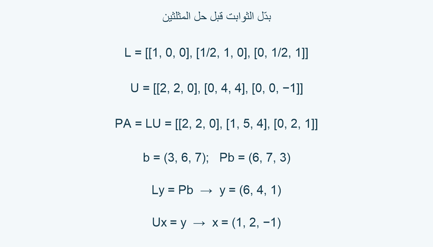 العاملان المثلثيان والطرف الأيمن المرتب.