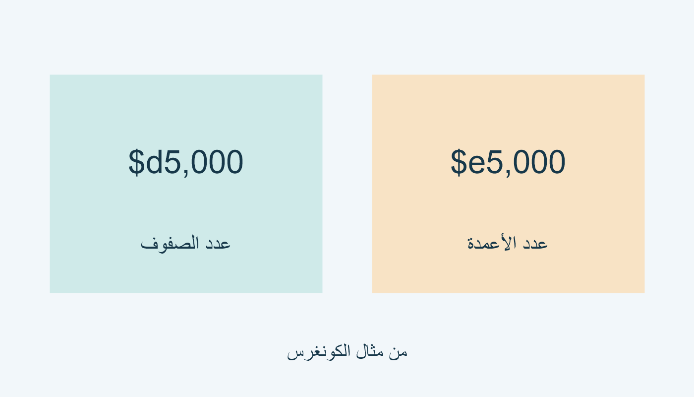 5,000 صف في $d؛ 5,000 عمود في $e.