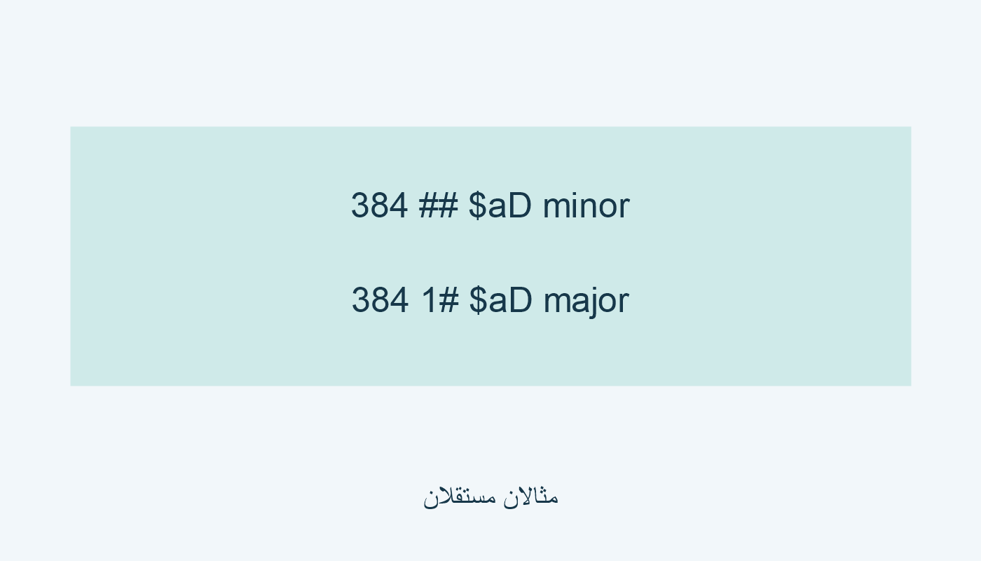 D minor بعلاقة مجهولة؛ D major منقول في مثال مستقل.
