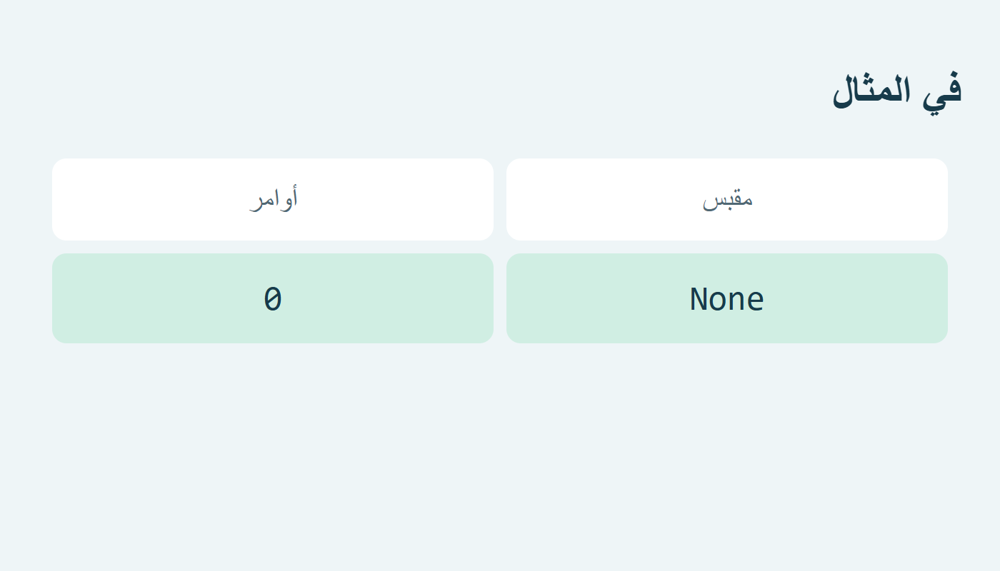 لا أمر أو مقبس اتصال في المثال