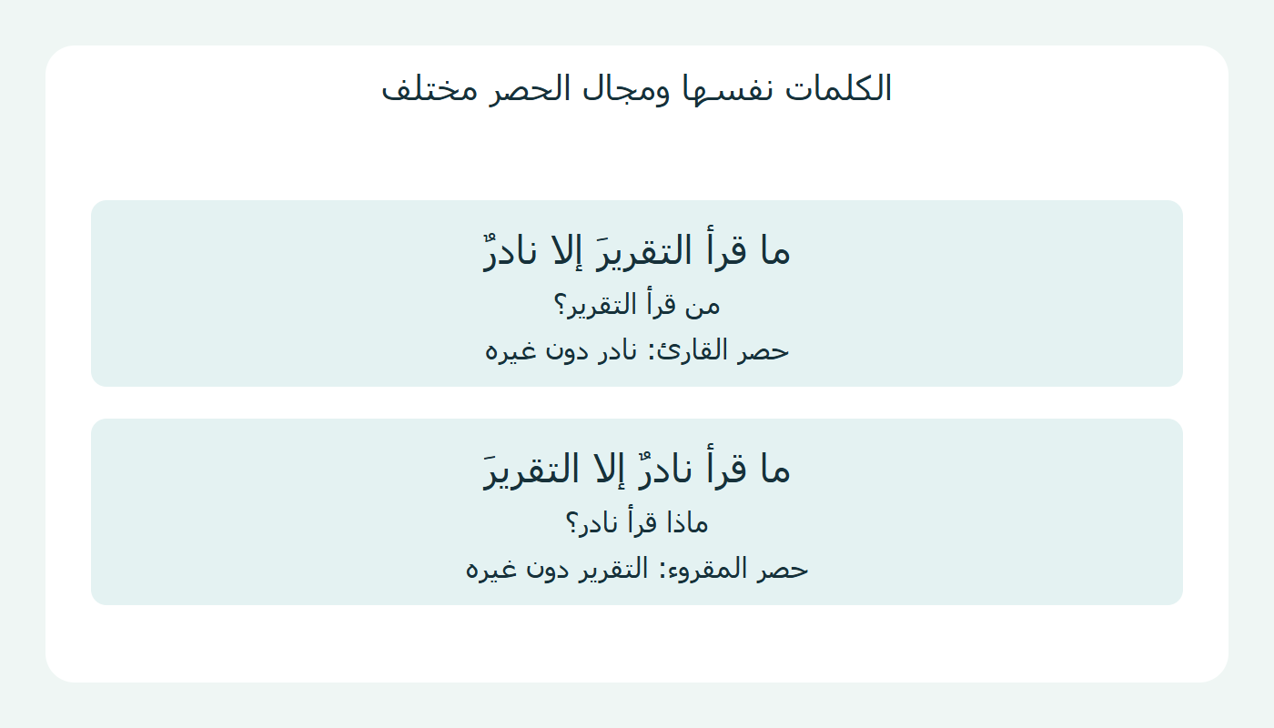 حصر القارئ وحصر المقروء في جملتين