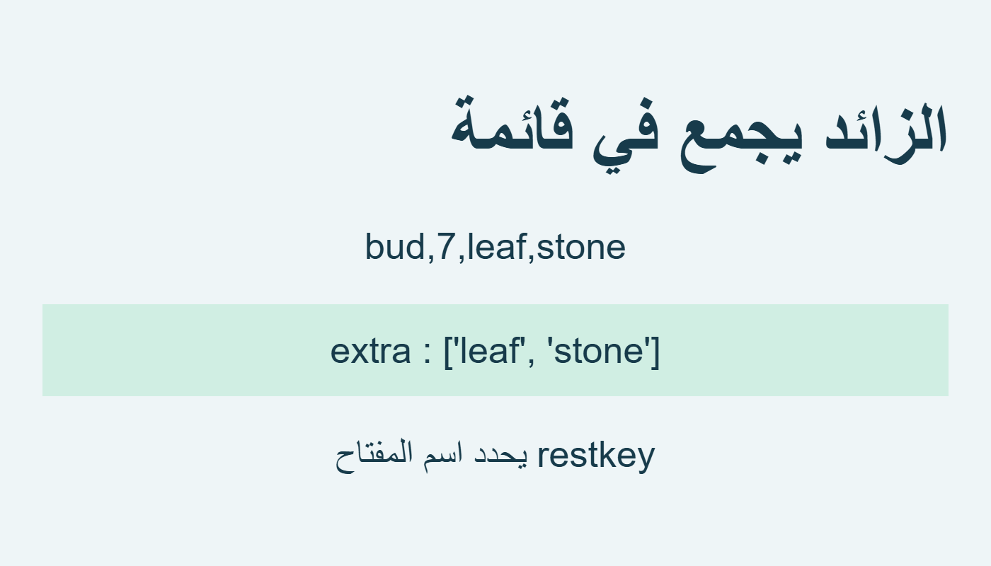 قائمة الحقول الزائدة
