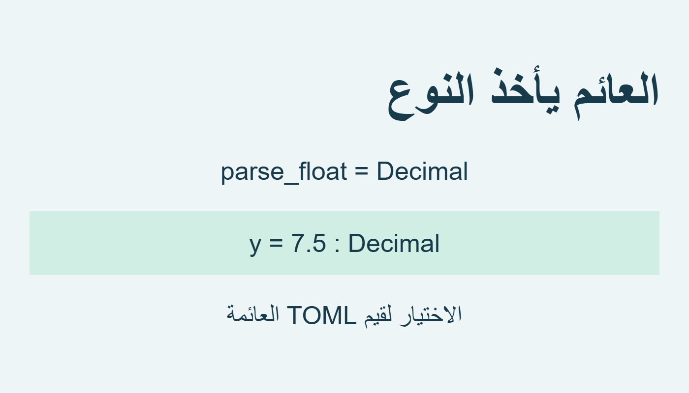 نوع العائم صار Decimal