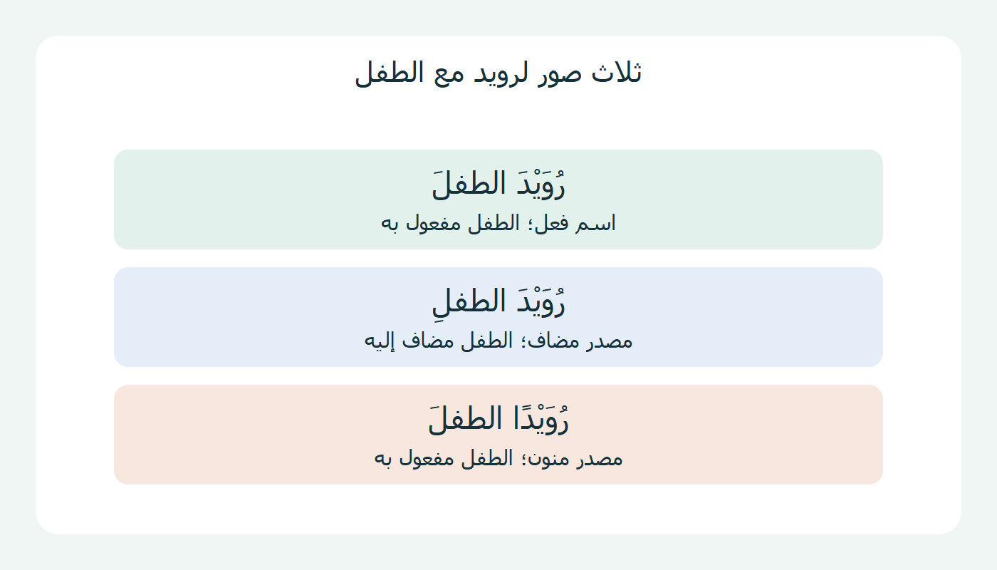رويد مع الطفل في ثلاث صور مضبوطة