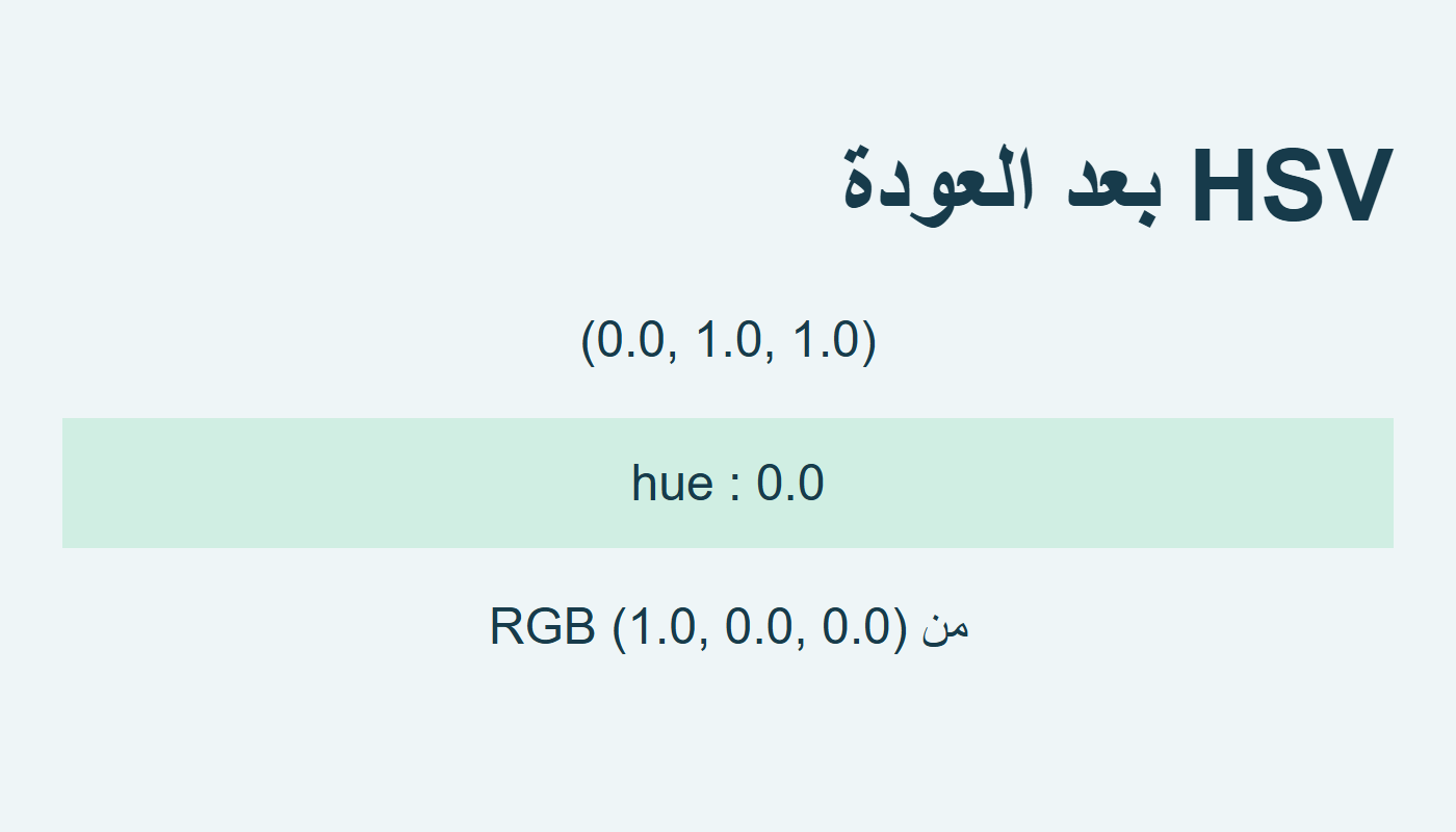 عودة HSV مع hue صفر