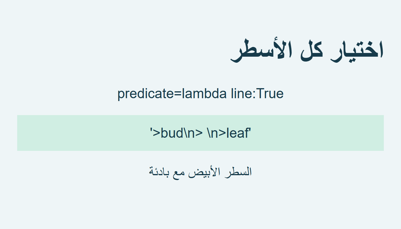 بادئة للأسطر الثلاثة بشرط مؤلف
