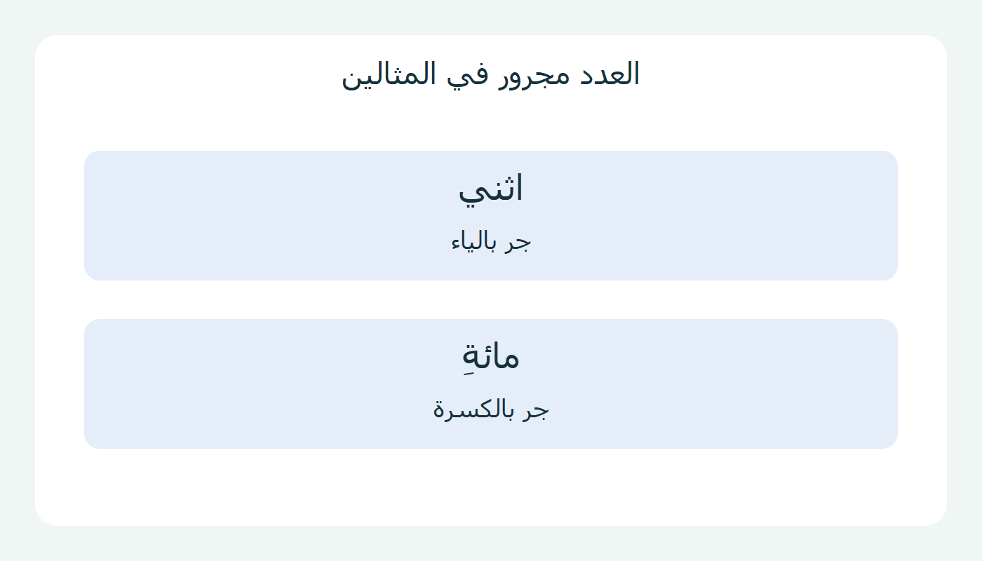 العدد مجرور في المثالين