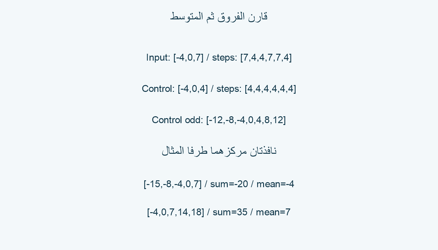 فروق المثال والتحكم.
