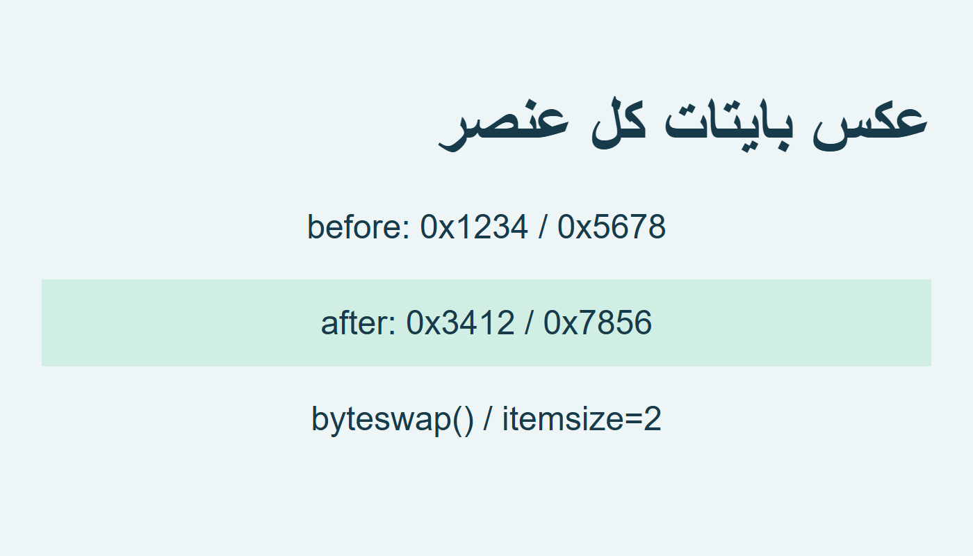 تبادل بايتي كل عنصر مع بقاء ترتيب العنصرين