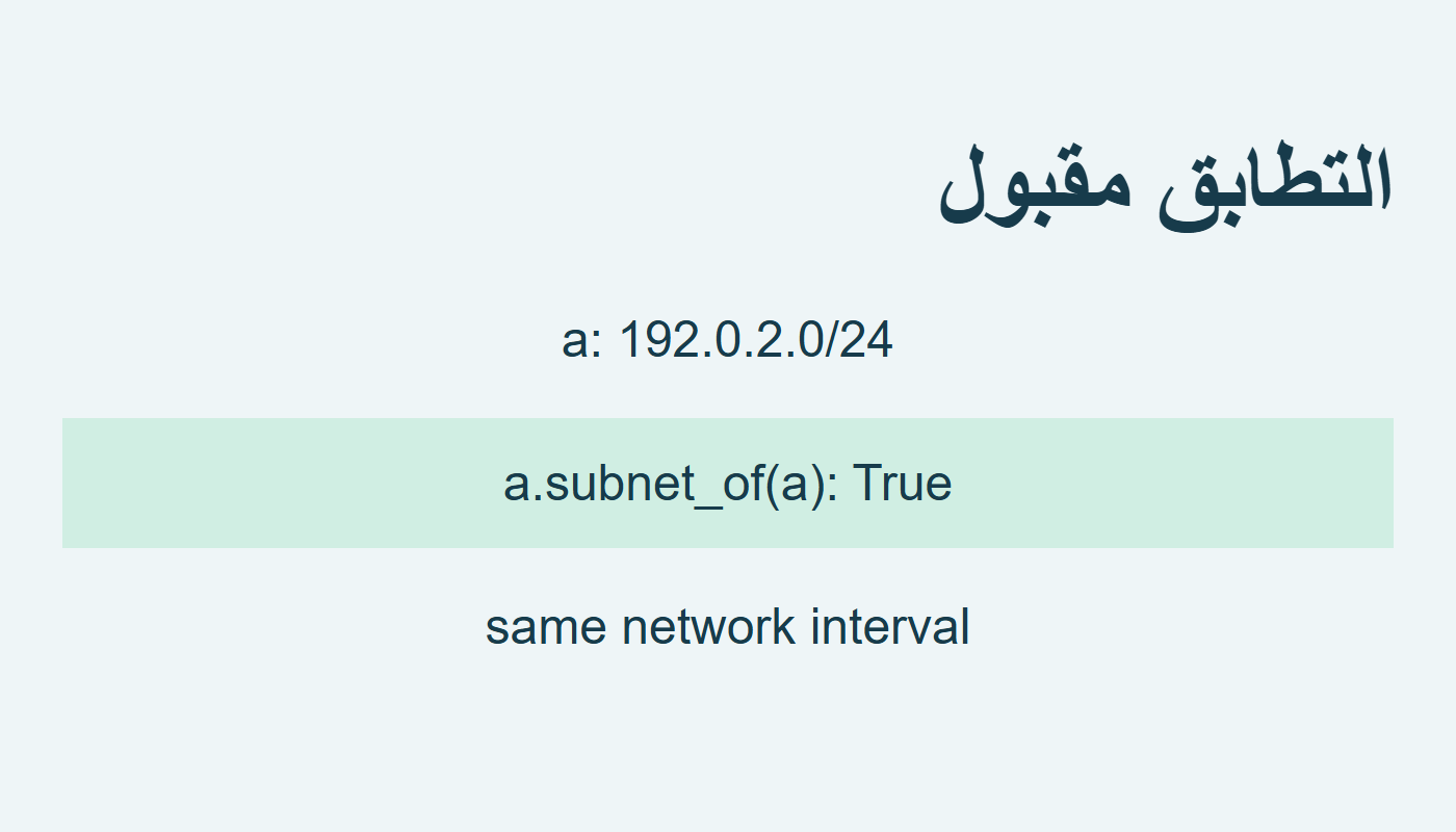 اختبار الشبكة مع نفسها يعطي True