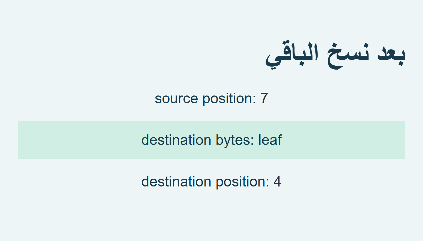الوجهة تحتوي leaf وموضعها 4