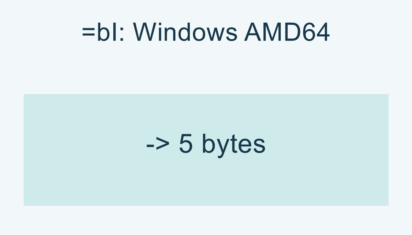 =bI في مثال Windows AMD64: خمسة بايتات.