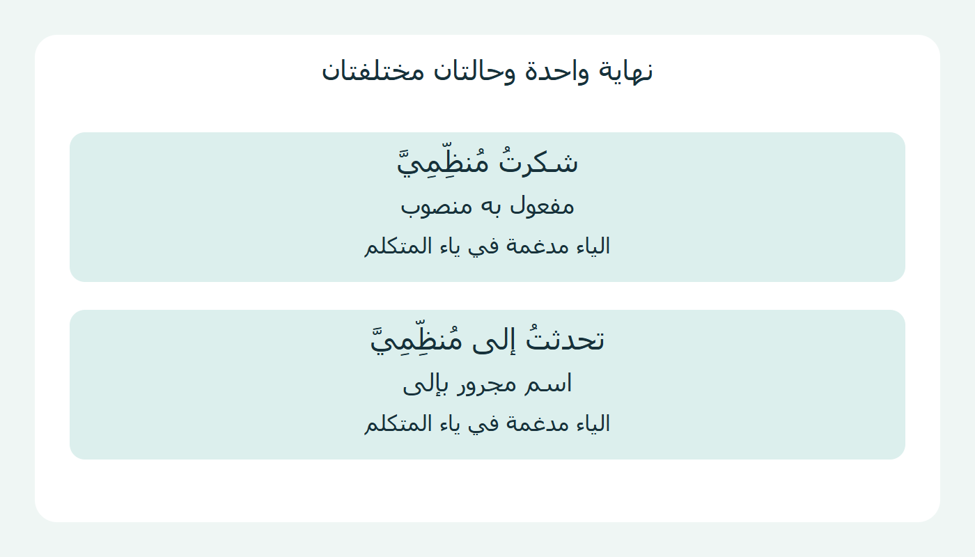 منظميّ منصوب ومجرور في جملتين