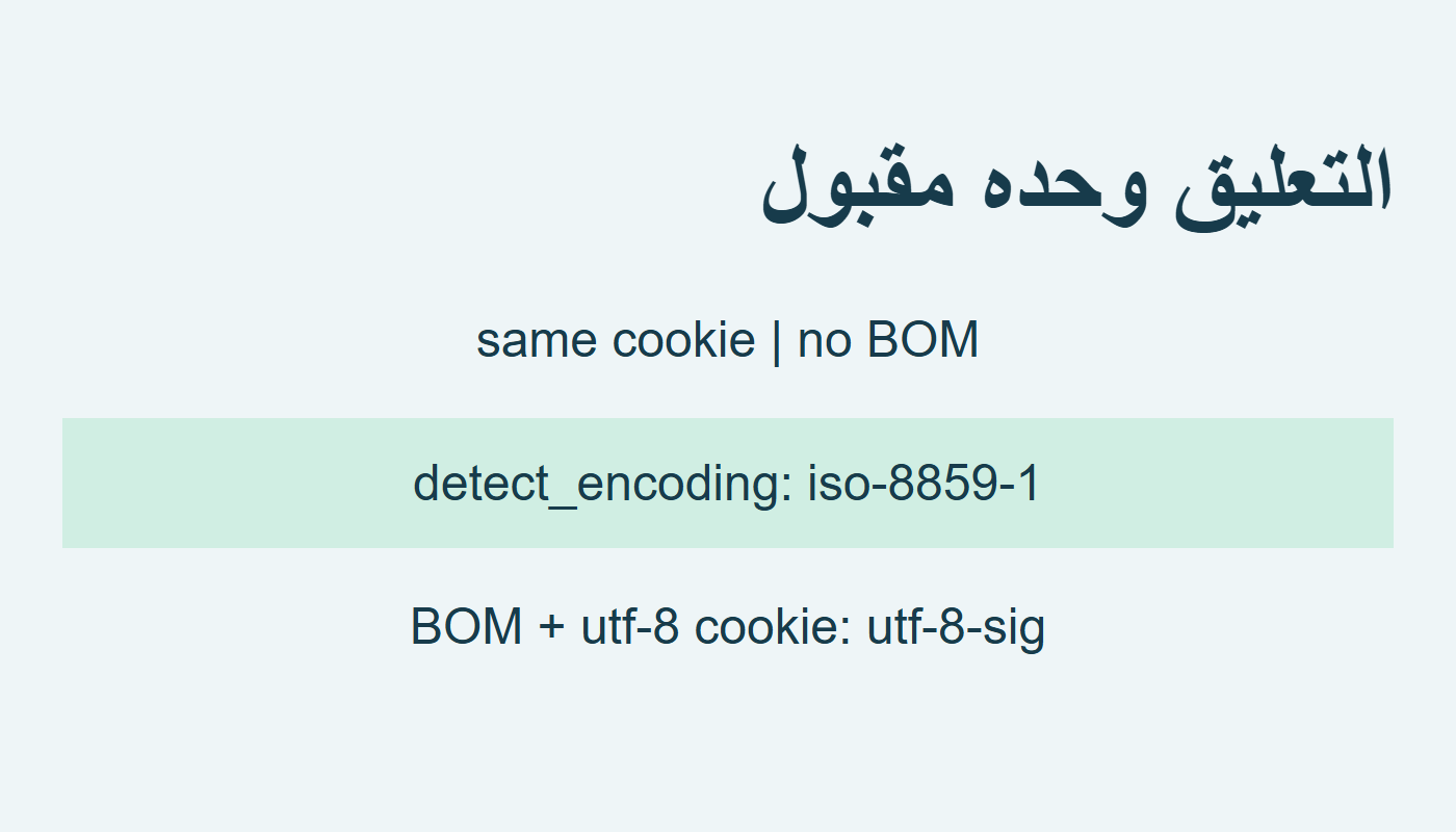 تعليق latin-1 دون BOM معروف وتعليق utf-8 معه متوافق