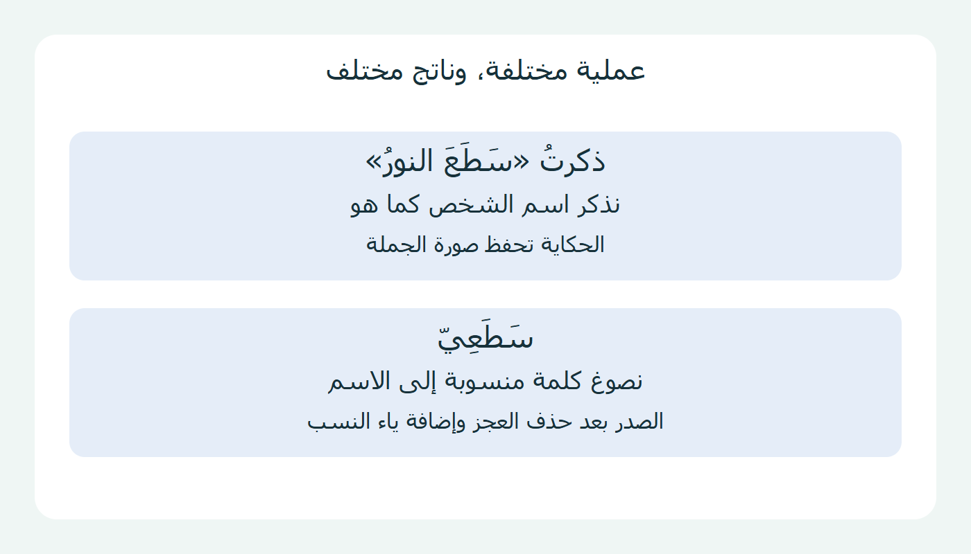 ذكر الاسم مقابل صياغة النسب