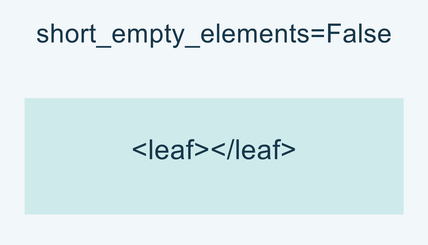 False يكتب <leaf></leaf> ويبقى العنصر فارغًا.