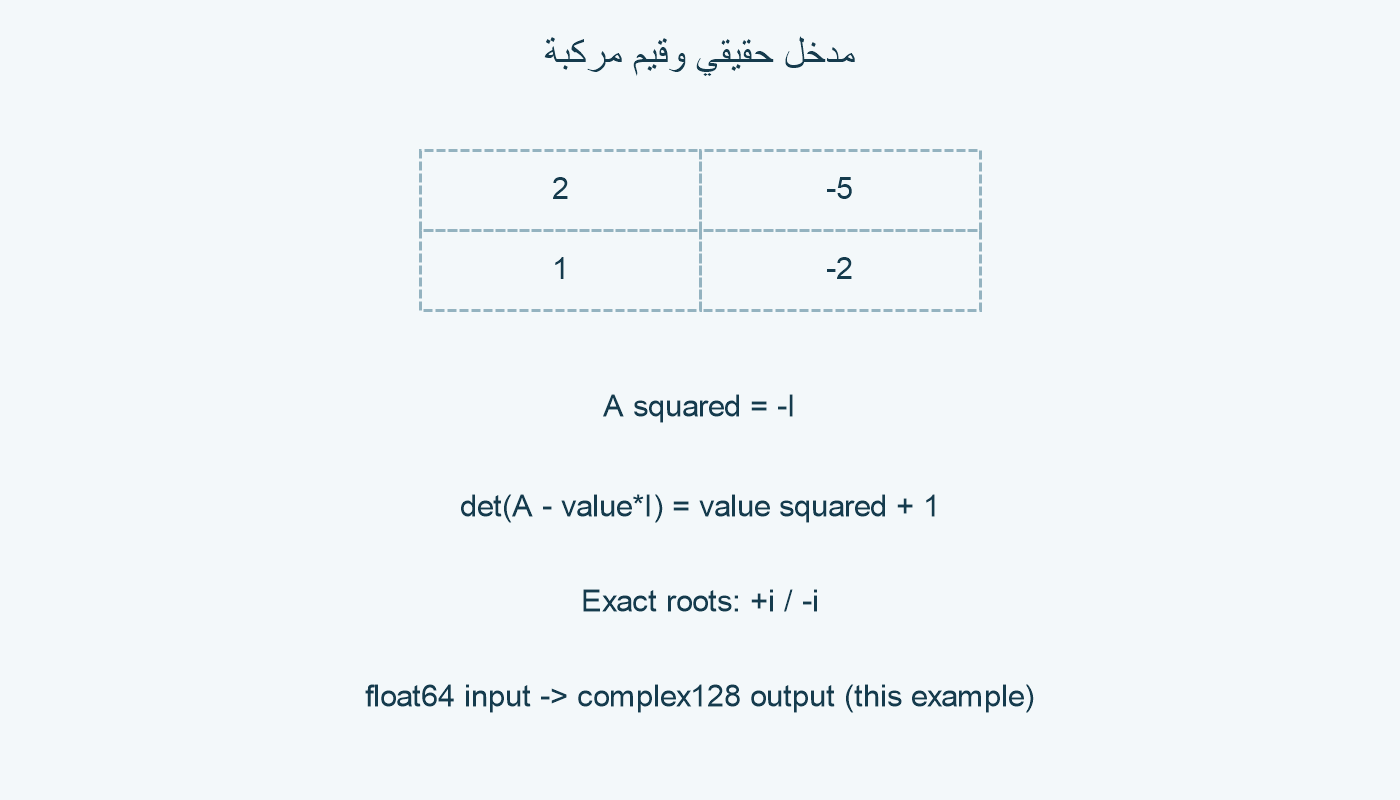 مدخل A الحقيقي ومربعه والجذران المركبان.