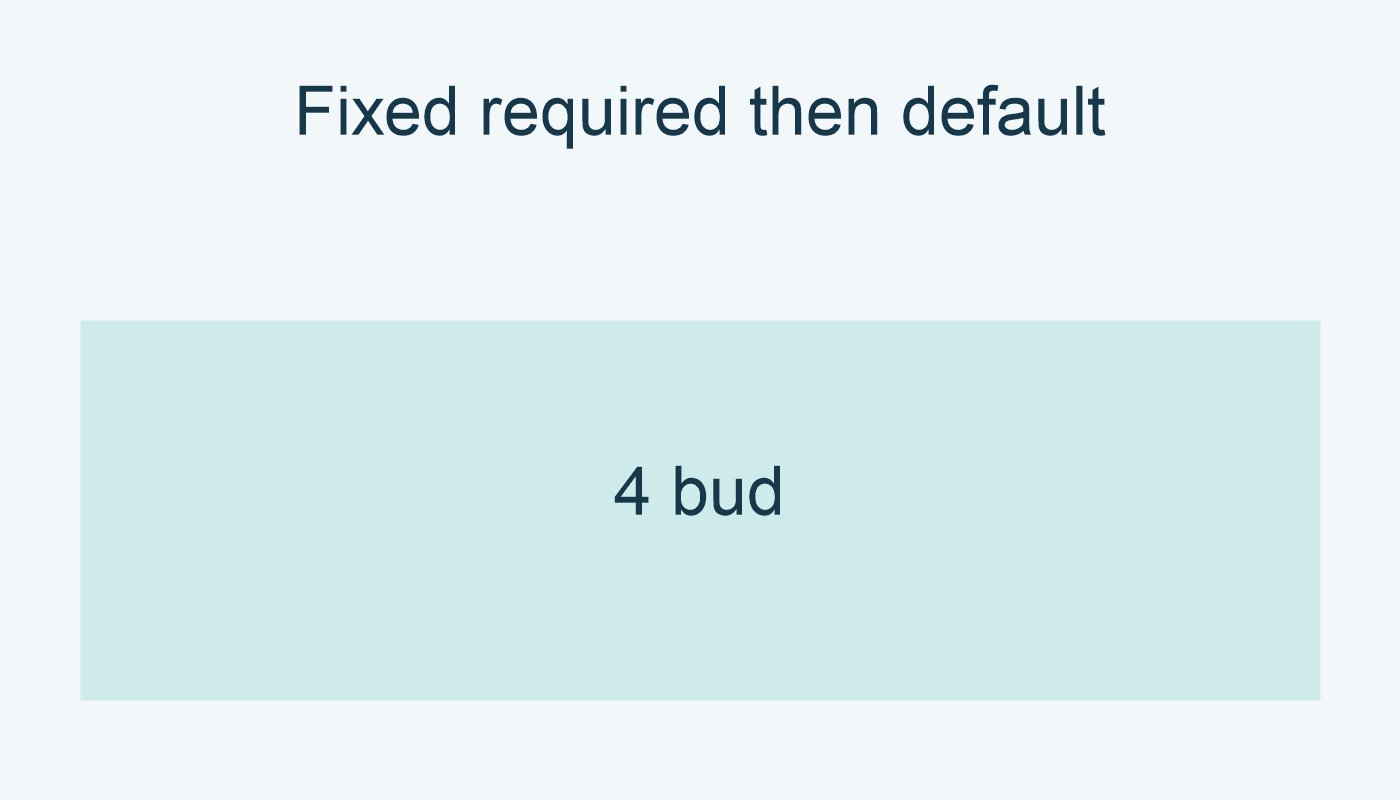 Fixed required then default: 4 bud.