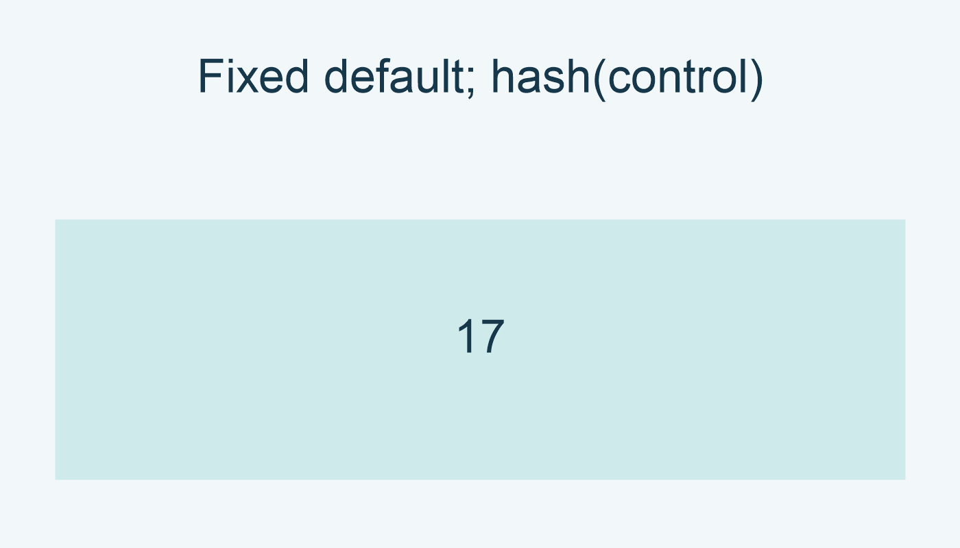 Fixed default; hash(control): 17.
