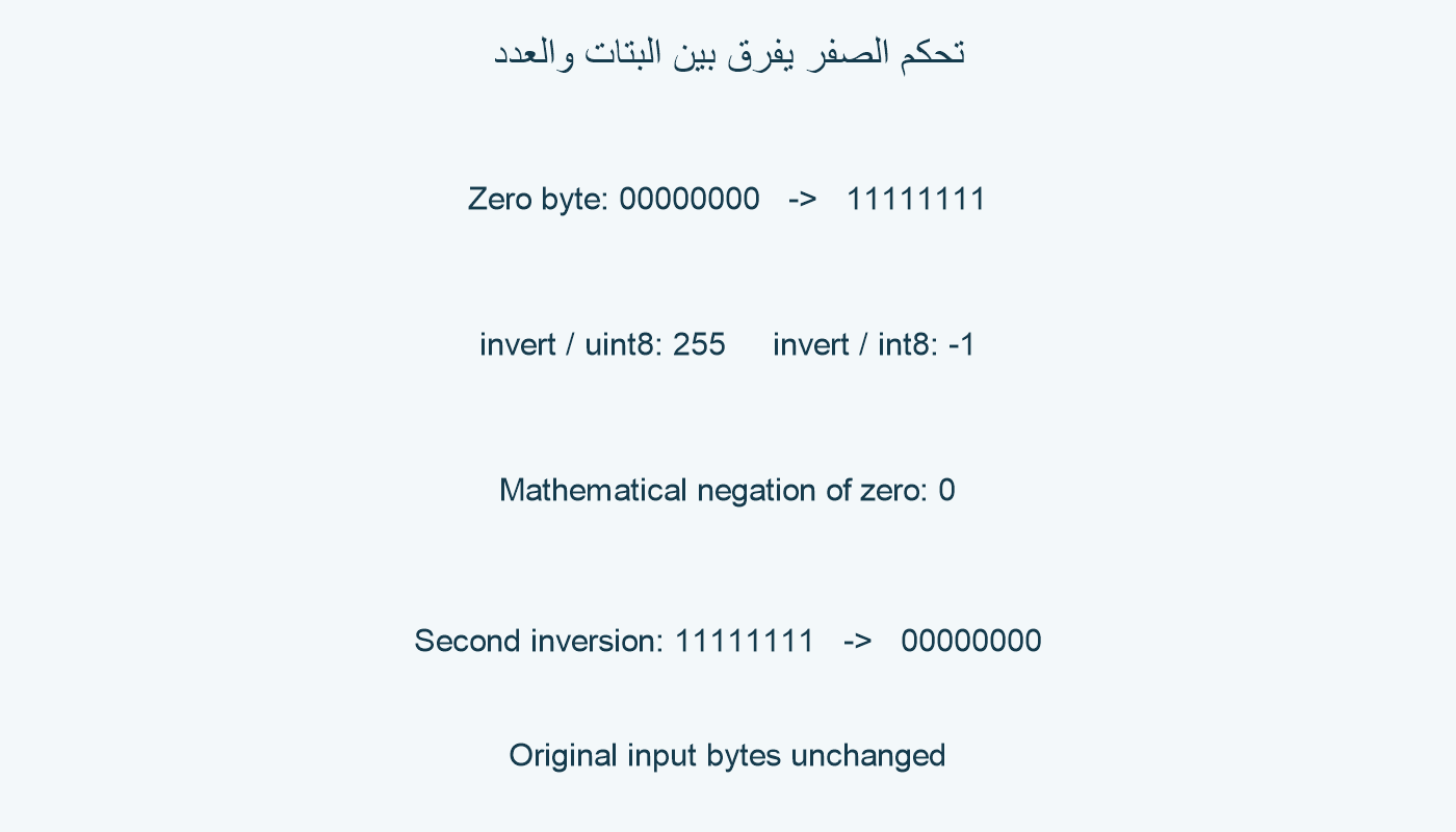 الصفر يميز قلب البتات من العكس العددي الرياضي.