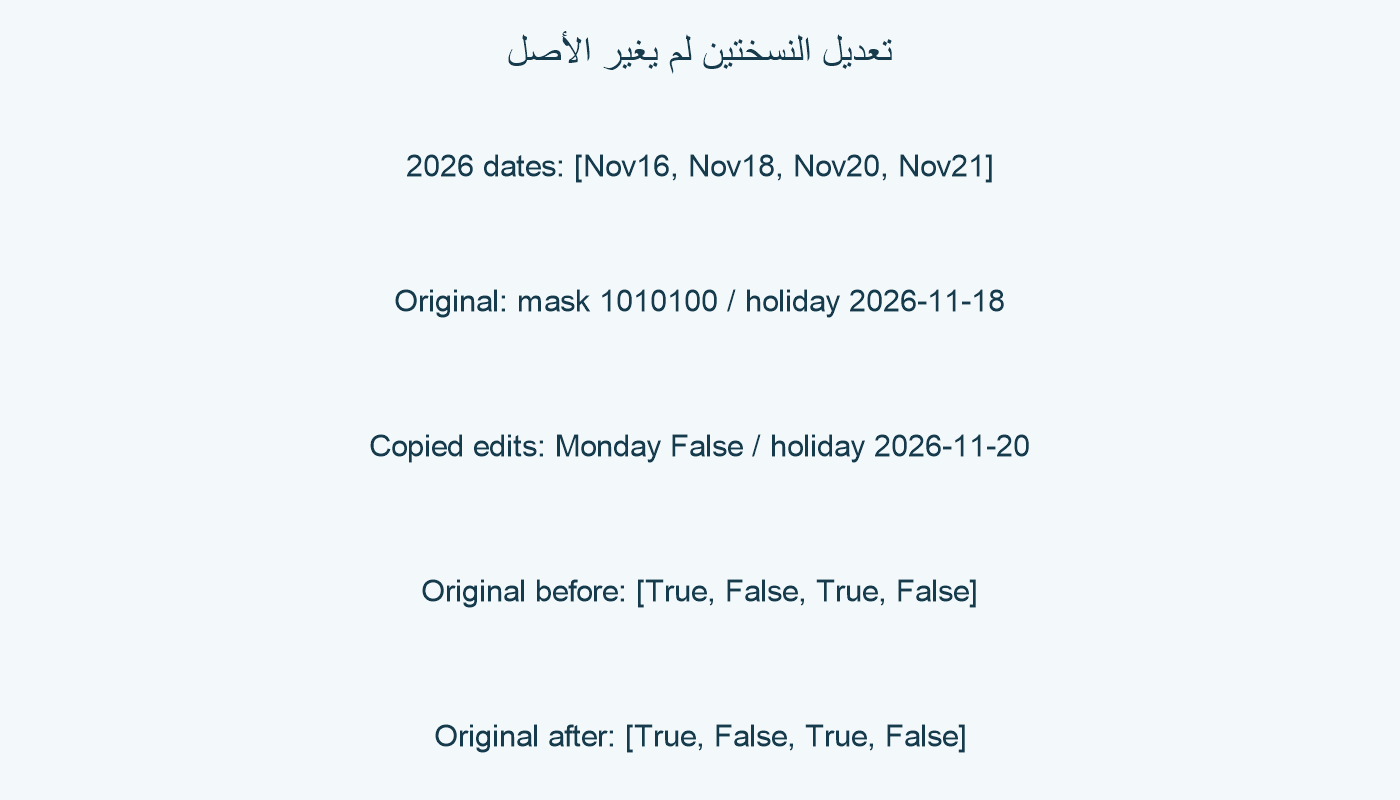 أعلام التقويم الأصلي قبل تعديل النسختين وبعده.