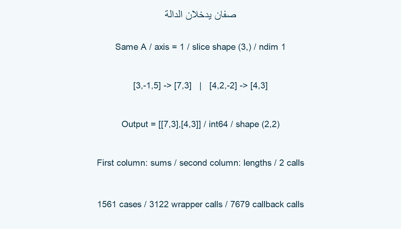 شريحتا صفوف تعيدان المجموع والطول.