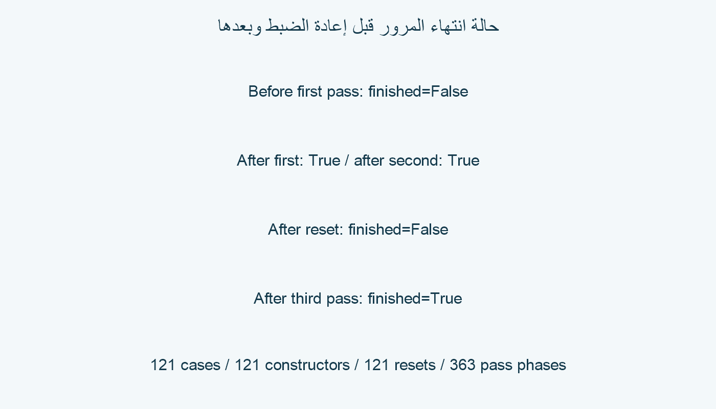 حالات finished في تجربة المرور.