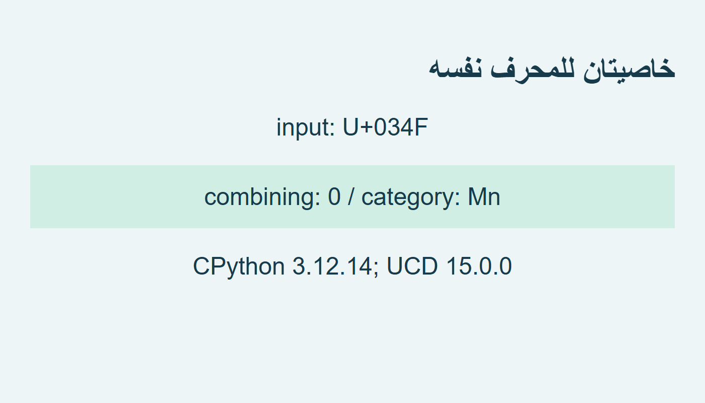 الفئتان للمحرف U+034F