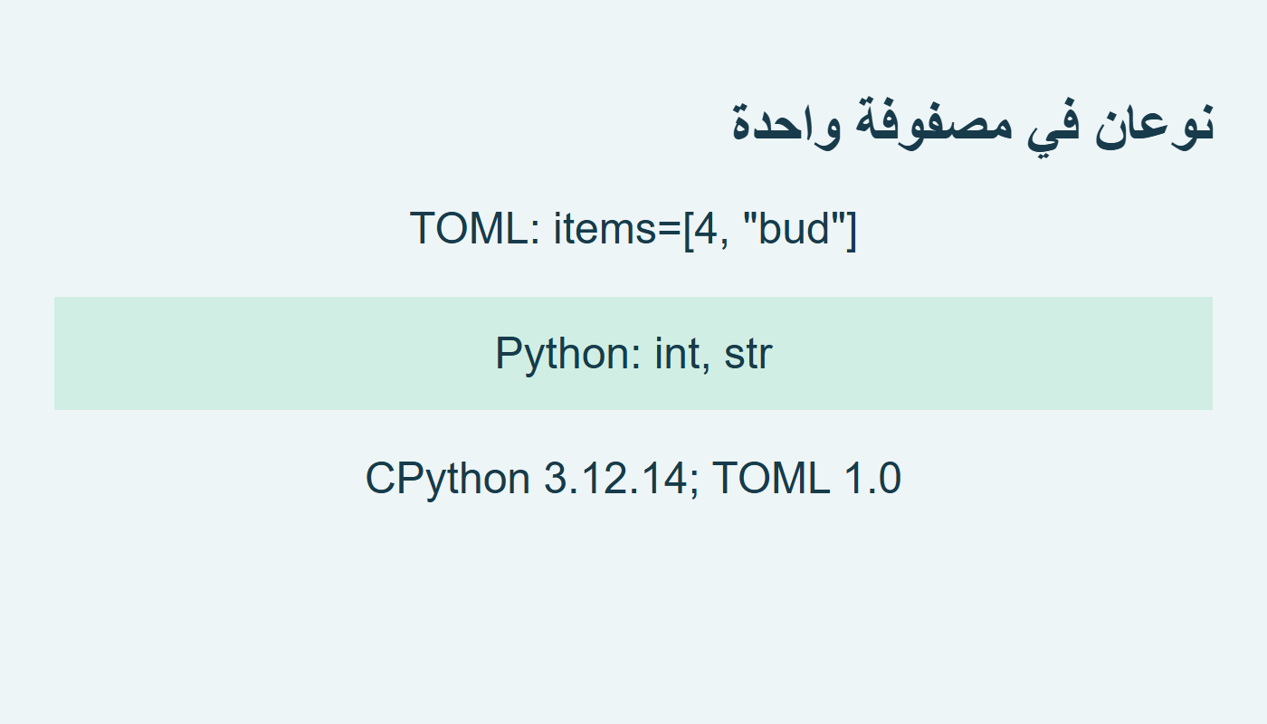 نوعا عنصري مصفوفة TOML