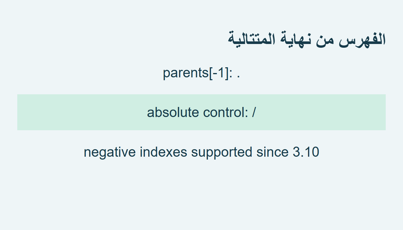 الأخير بالفهرس السالب