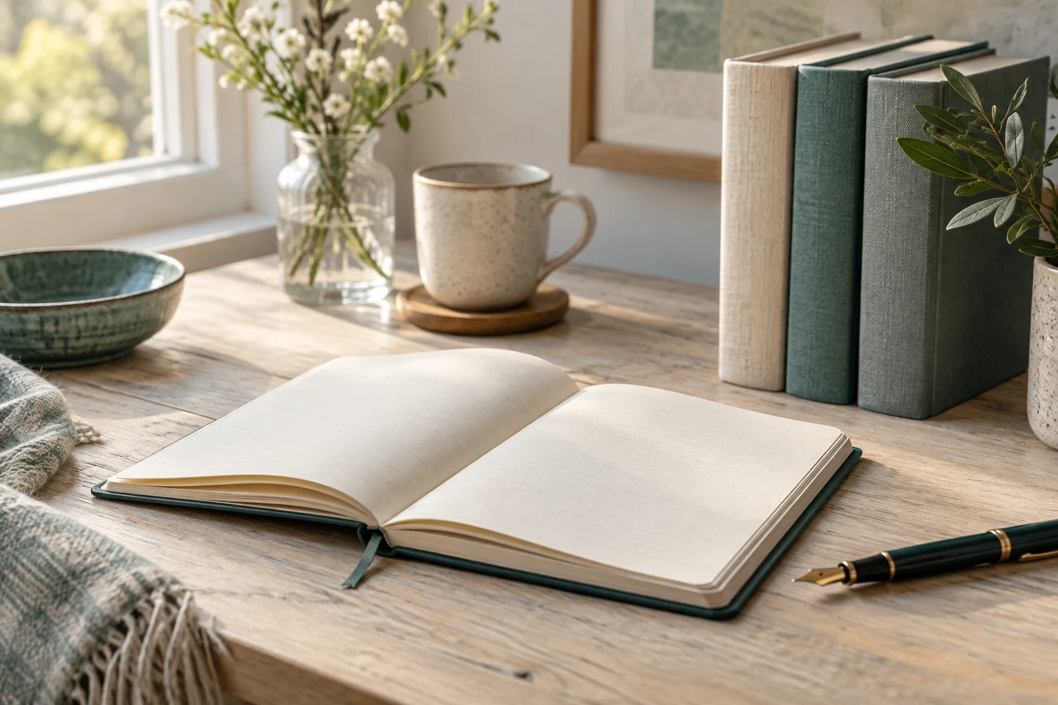 كتب وأدوات كتابة في مشهد توضيحي