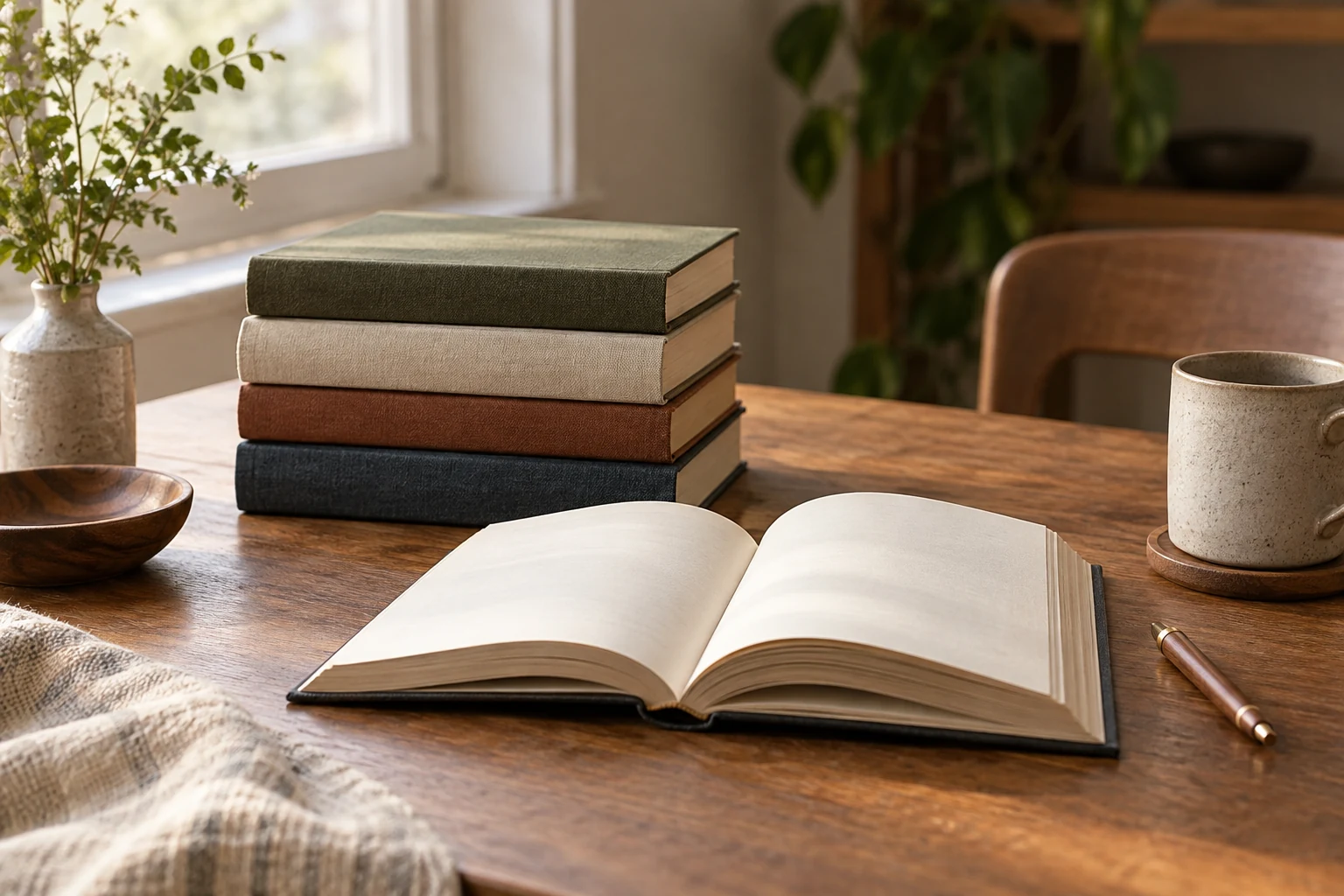 كتب وأدوات كتابة في مشهد توضيحي